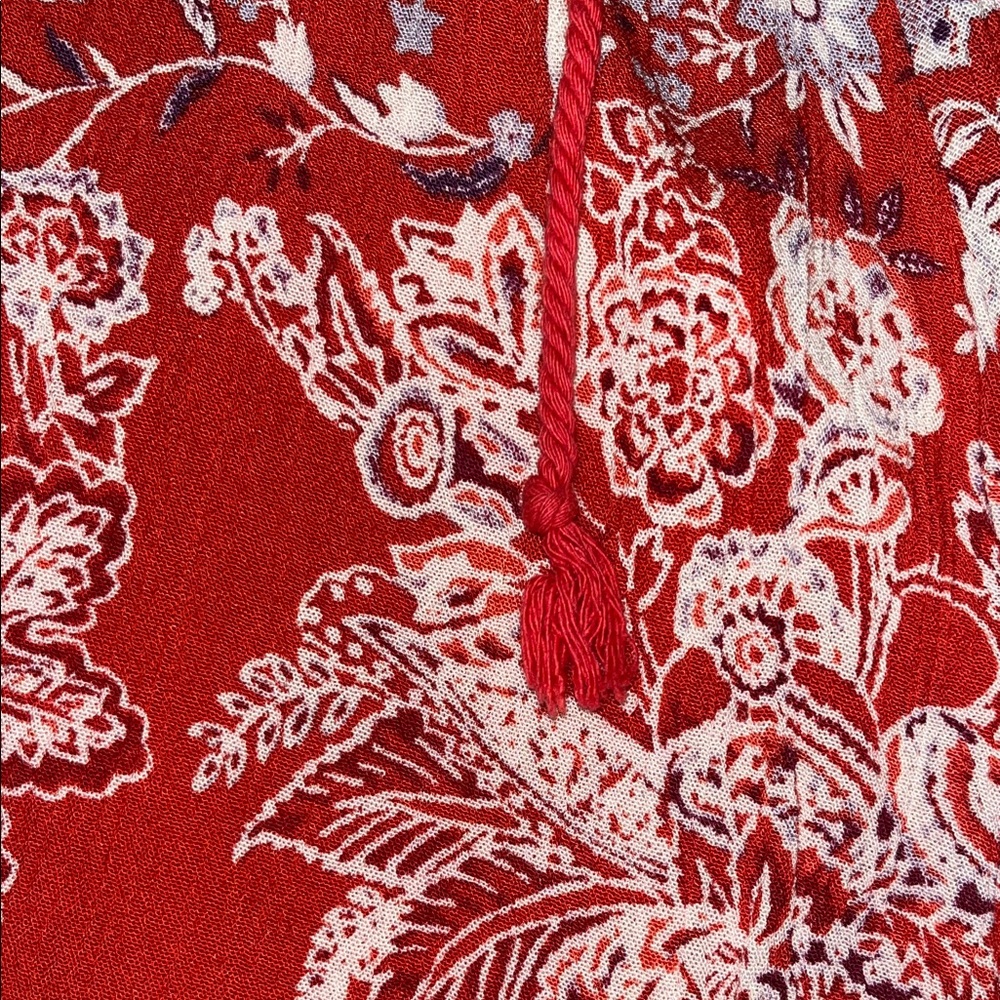 FREE PEOPLE Rayon Red and White Floral Mini Dress Size Small - Picture 5 of 10